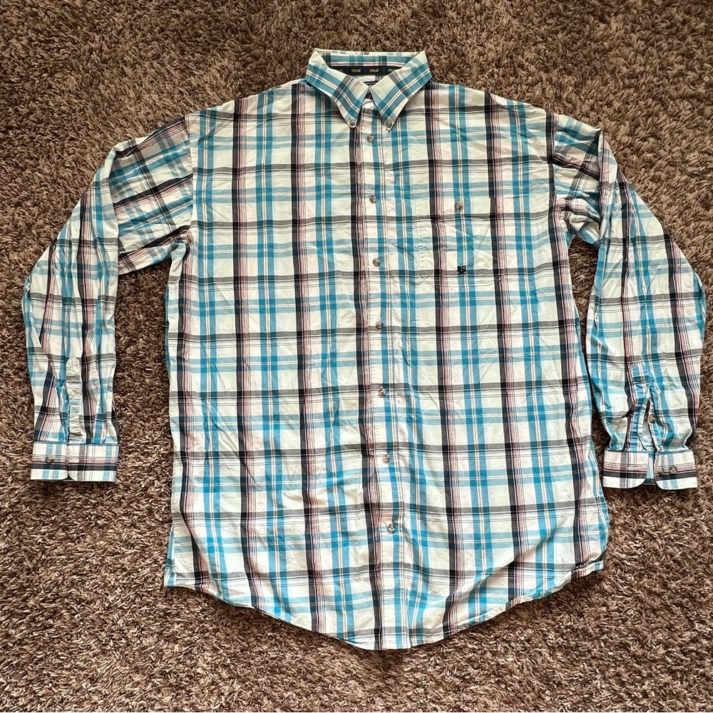 Wrangler 20x Western Shirt Blue Button Up Long Sleeve Shirt Mens 2XLT XXL Tall